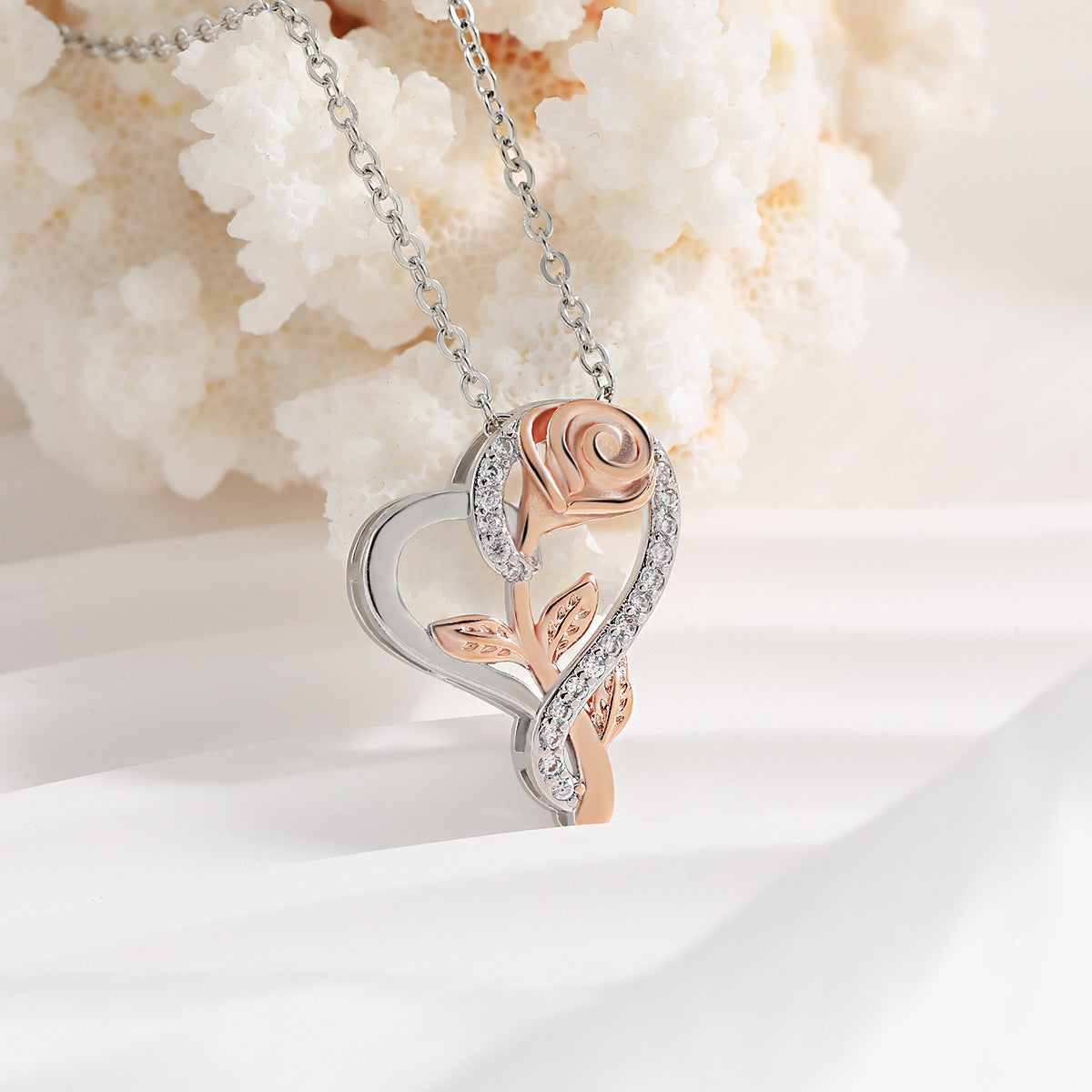 Heart Rose Necklace