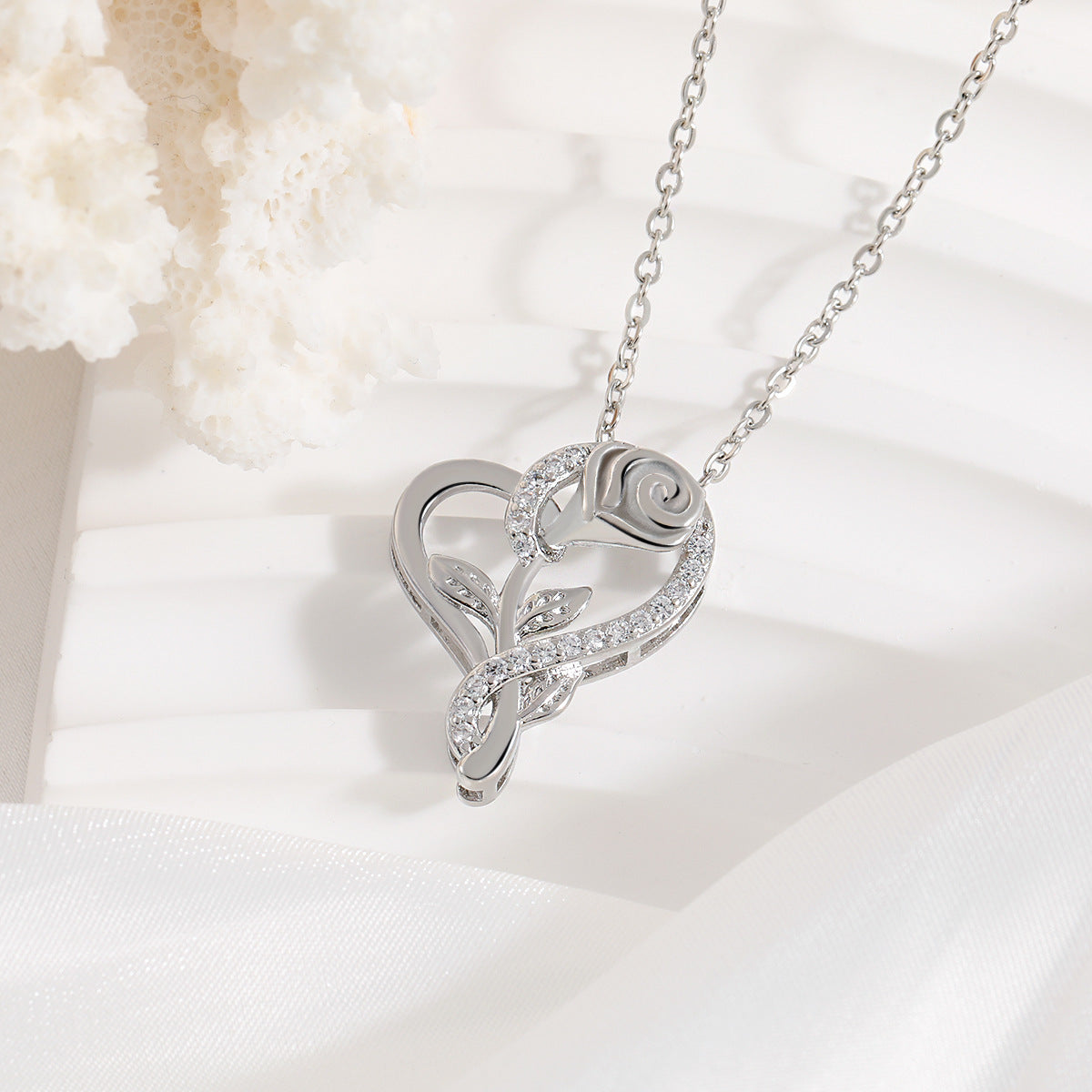 Heart Rose Necklace